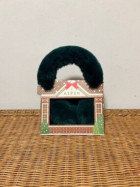 Aspen.  Cozy Comfort Adjustable Faux Fur Earmuffs. Dark Green